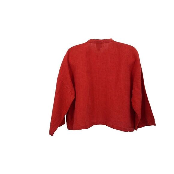 Eileen Fisher Top Women's Petite Large Irish Linen Button Down Long Sleeve Shirt - Picture 5 of 10